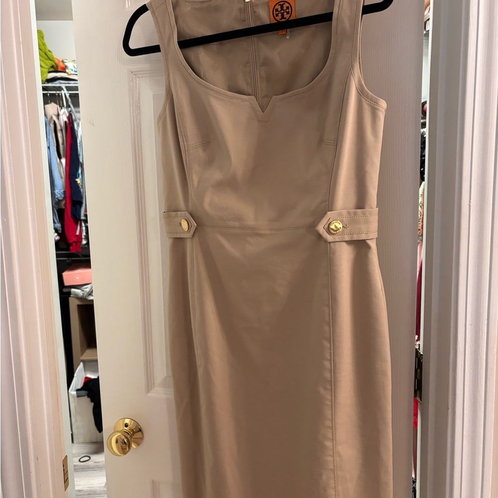 Tory Burch Tan Sleeveless Midi Dress